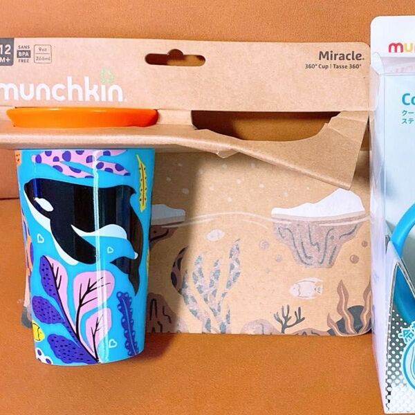 マンチキン ストローマグ ステンレス クールキャット 青 ミラクルカップ 水筒 保温保冷ポット マグボトル ステンレスボトル