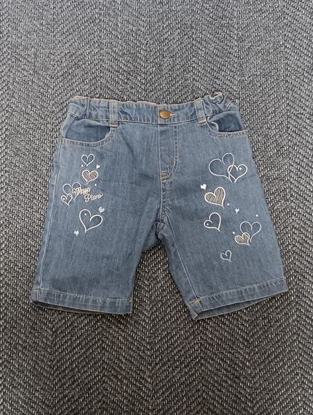 メゾピアノ デニム ショートパンツ ハーフパンツ 120 ハート刺繍