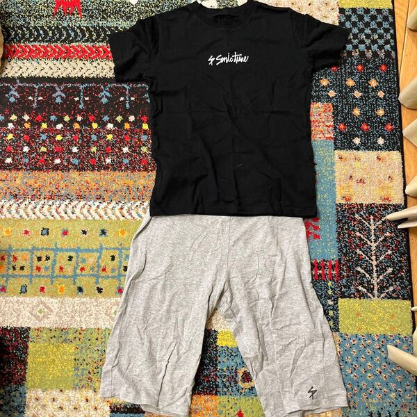 男の子 パジャマ 150 Tシャツとハーフパンツセット 150黒 ブラック 半袖 sometime 2点セット