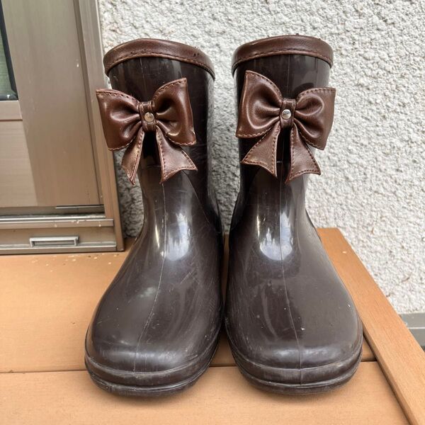 子供用レインブーツ 長靴 リボン 雨具 21cm