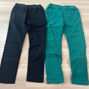 パンツ 2本セット グリーン ブラック 120 ストレッチ ズボン
