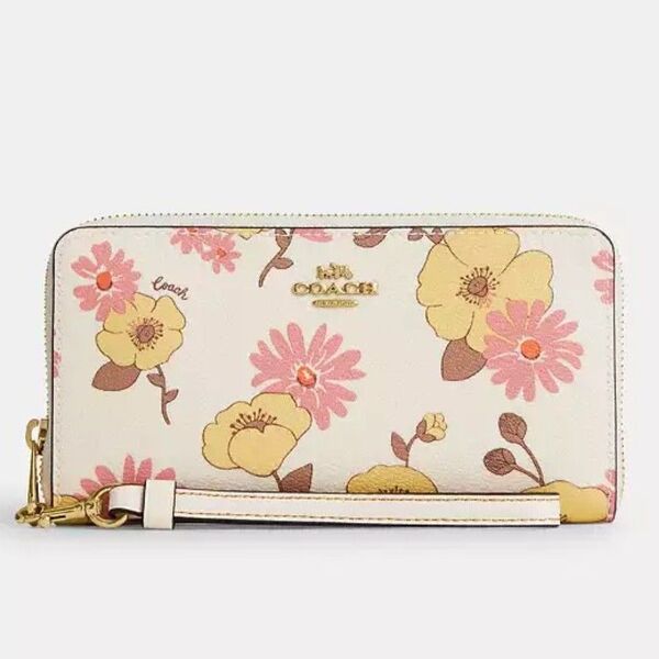 COACH コーチ 長財布 花柄ロング ジップ アラウンド ウォレット・フローラル クラスター プリント 未使用品
