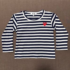 COMME des GARCONS PLAY STRIPED ボーダーロンT ネイビー ギャルソン