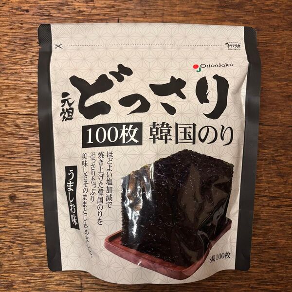 どっさり 韓国のり うましお 韓国海苔 化学調味料無添加 100枚お得 オリオンジャコー 1袋
