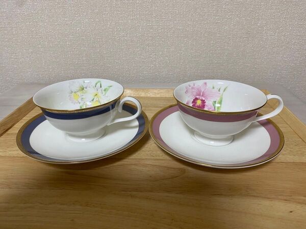ナルミ ボーンチャイナ カトレア ペア コーヒーカップ&ソーサー NARUMI