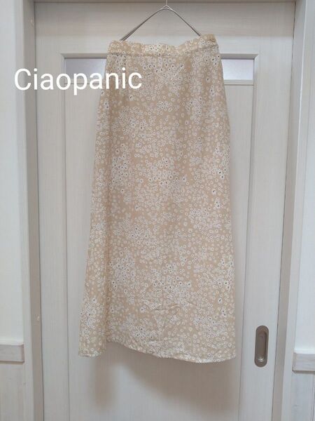 Ciaopanic 小花柄ロングフレア スカート ベージュ F