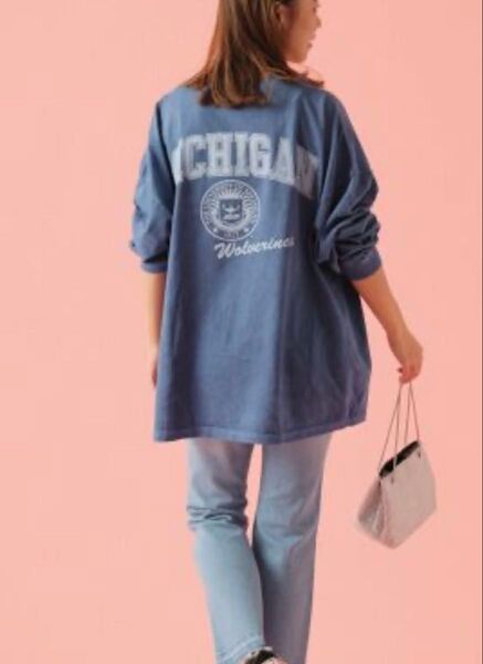 ジャーナルスタンダードレリューム グッドロックスピード ミシガン大学 ロゴ入り ロングTシャツ ブルー