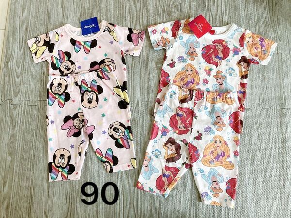 新品★ディズニー ミニーちゃん プリンセス パジャマ 90 ベビー キッズ 女の子 上下セット