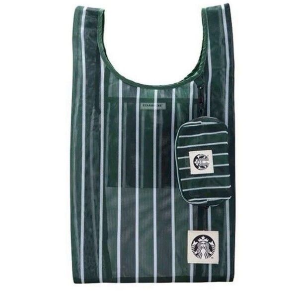 スターバックス 台湾 エコバッグ 折り畳み ポーチ付 人気 漁師 グリーン 新品