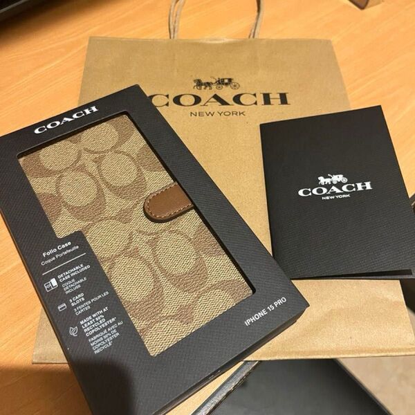 COACH iPhone15 PRO 手帳型 スマホケース シグネチャー コーチ