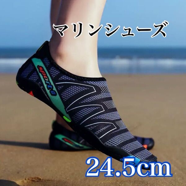 マリンシューズ 男女兼用 24.5cm ウォーターシューズ アウトドア 水陸両用
