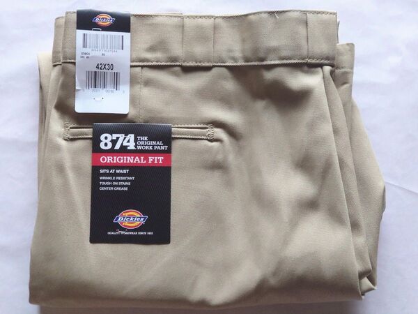 DICKIES ディッキーズ 874 ワークパンツ カーキ 42×30 新品未使用