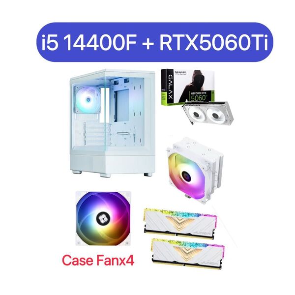 新品 ゲーミングPC i5 14400F RTX 5060ti DDR4 32GB SSD 1TB 750W電源