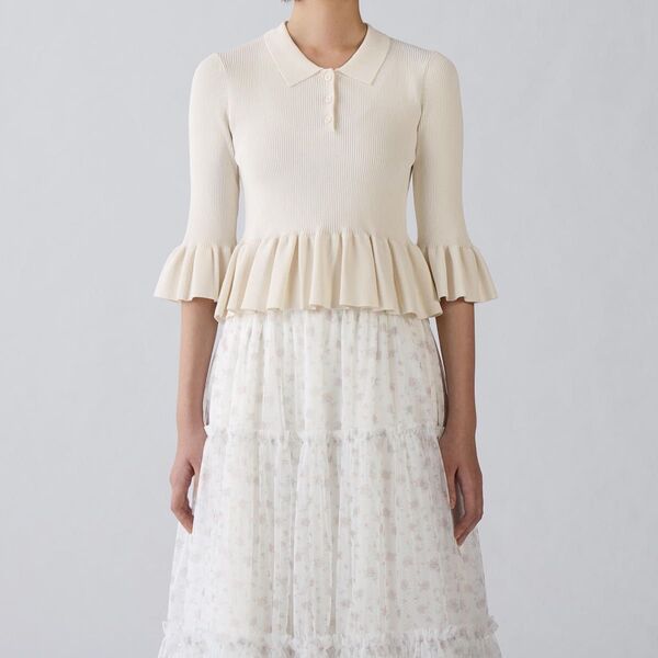 GU リブポロセーター〔7分袖〕by rokh M OFF WHITE