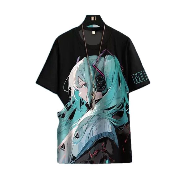 初音ミク プリントTシャツ Lサイズ 男女兼用 ブラック系2枚