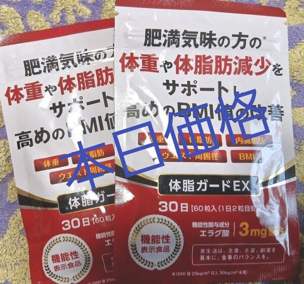 体脂ガードEX 機能性表示食品 ダイエットサポート30日分を2個5月購入新品未開封