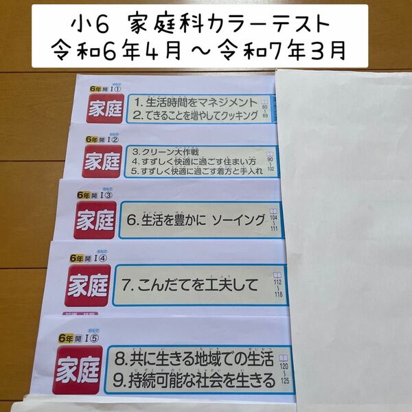小6 家庭科カラーテスト5枚