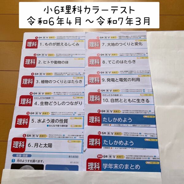 小6理科カラーテスト 13枚 まとめ売り 啓林館 光文書院