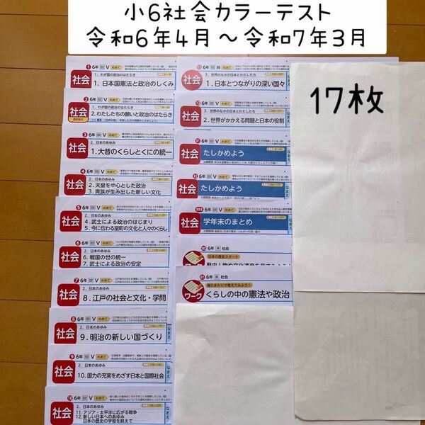 小6社会カラーテスト 17枚 まとめ売り 光文書院 日本文教出版