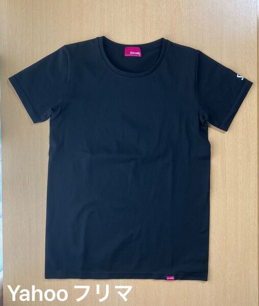 SPALDING クルーネック 半袖Tシャツ ブラック 黒 ストレッチ スポーツウェア メッシュ Mサイズ