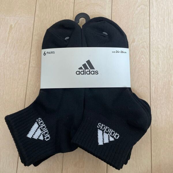 adidas アディダス ソックス 6足セット 24〜26cm ブラック 新品 未使用