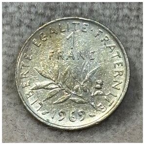 フランス 1フラン 1969年銘 ポリエチレンチャックポリ袋付き《#1016PT#》※価格相談NG