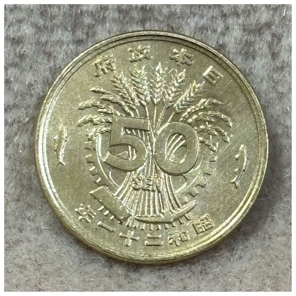 大型50銭黄銅貨 昭和21年銘 ポリエチレンチャックポリ袋付き《#500CZ#》※価格相談NG