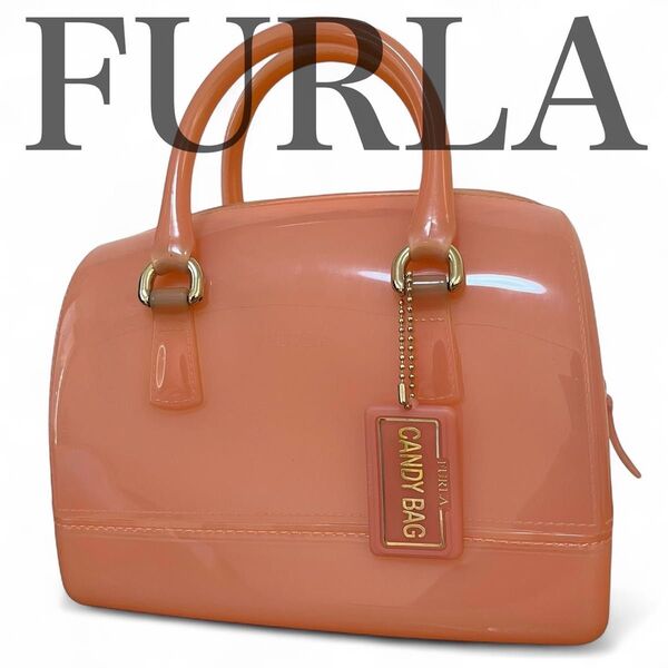定番 フルラ FURLA ハンドバッグ キャンディバッグ CANDY 手さげ サーモンピンク レディース チャーム 鞄 カバン