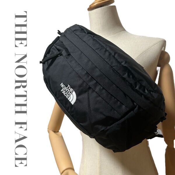 美品 ノースフェイス THE NORTH FACE ボディバッグ ウエストバッグ ベルトバッグ ブラック黒 メンズ 斜め掛け 鞄