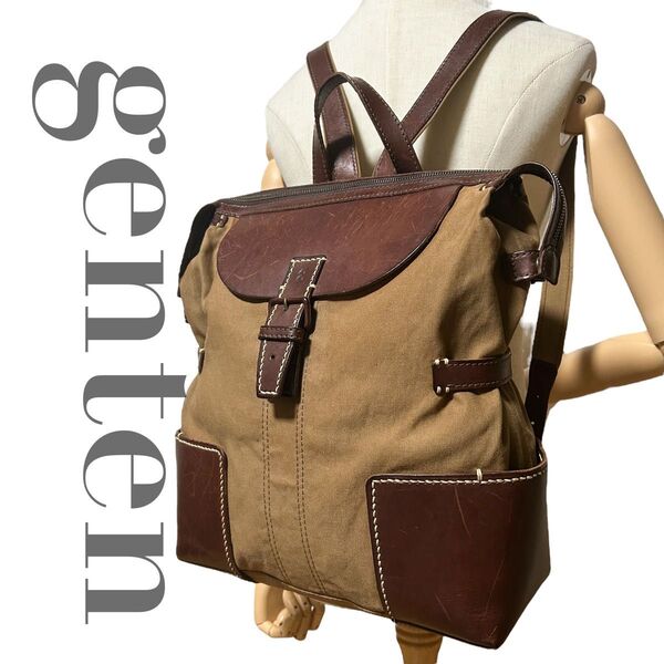 良品 ゲンテン genten リュックサック ミモザ A4 通勤 通学 キャンバス レザー メンズ レディース バックパック