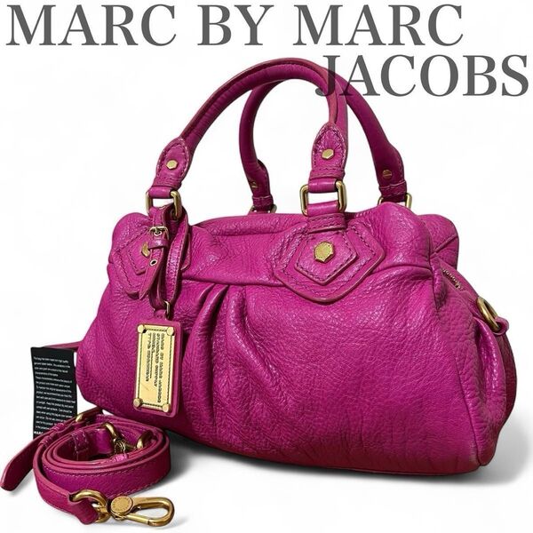 良品 希少カラー マークジェイコブス MARC JACOBS トートバッグ ショルダーバッグ 2way ピンク ゴールド金具 鞄