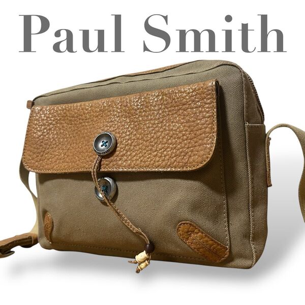 美品 ポールスミス PAUL SMITH ショルダーバッグ 斜め掛け クロスボディ フラップ ポーチ サコッシュ メンズ レザー