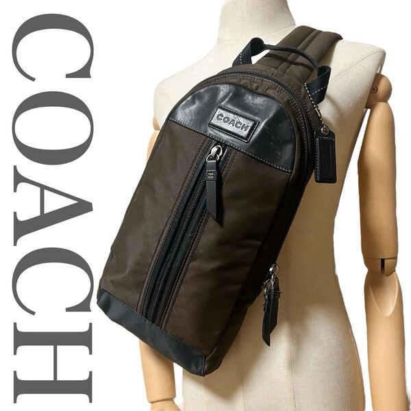 定番 コーチ COACH ボディバッグ ウエストバッグ ベルトバック 斜め掛け クロスボディ ブラウン 茶 メンズ チャーム付き