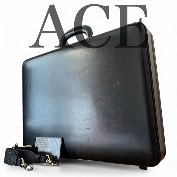 良品 ACE エース アタッシュケース トランク ビジネスバッグ 2way ブリーフケース ブラック黒 レザー メンズ A4 通勤