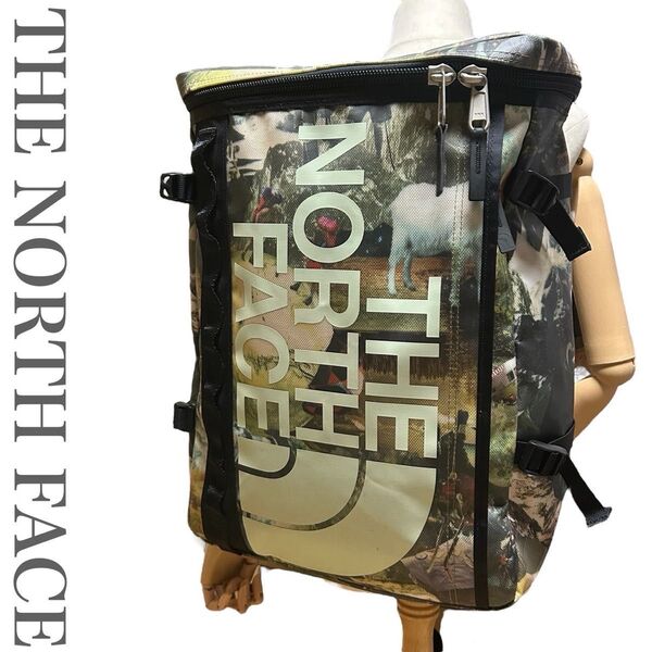 定番 ノースフェイス THE NORTH FACE リュックサック バックパック ヒューズボックス 総柄 グリーン系 スクエアA4