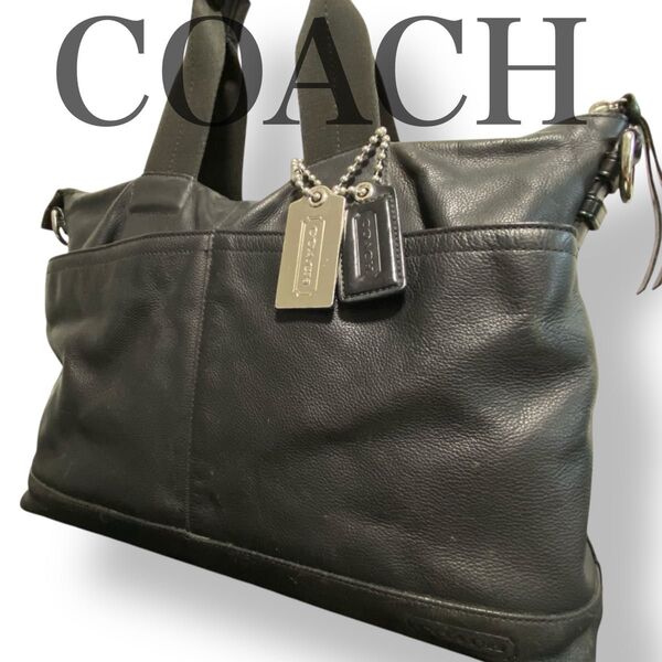 コーチ COACH ビジネスバッグ ハンドバック A4可 通勤 通学 ブラック 黒 レザー本革 チャーム メンズ レディース