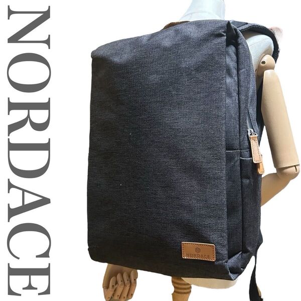 NORDACE ノルディス リュックサック バックパック デイパック A4収納 通勤通学 グレー スクエア型 多収納 PC USB