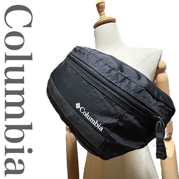 美品 コロンビア Columbia ボディバッグ ウエストポーチ ベルトバック 斜め掛け クロスボディ ブラック 黒 メンズ 定番