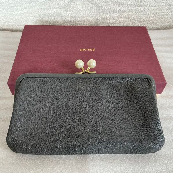 perche ペルケがま口財布 グレー レディース中古良品