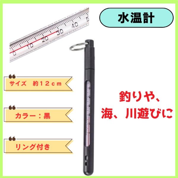水温計 釣り サーモメーター フィッシング ブラック 水温測定 温度計 海水 川遊び