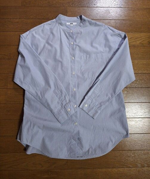 ユニクロ バンドカラーシャツ ライトブルー M