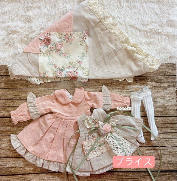 JANAYA ハンドメイド ブライス服 ピンク森ガールワンピース 4点セット