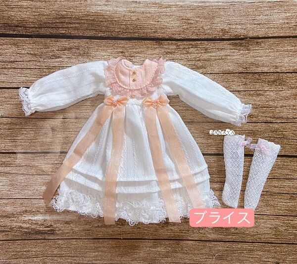 JANAYA ハンドメイド ブライス服 ピンクリボンワンピース 2点セット