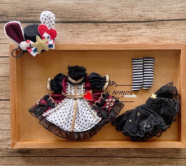 JANAYA ハンドメイド オビツ11服 ワイン色アリス風ワンピース 4点セット