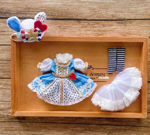 JANAYA ハンドメイド オビツ11服 水色アリス風ワンピース 4点セット