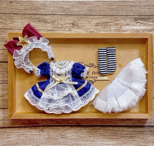 JANAYA ハンドメイド オビツ11服 紺色ワンピース 4点セット