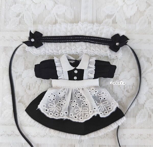 JANAYA ハンドメイド オビツ11服 メイド服 黒色 3点セット