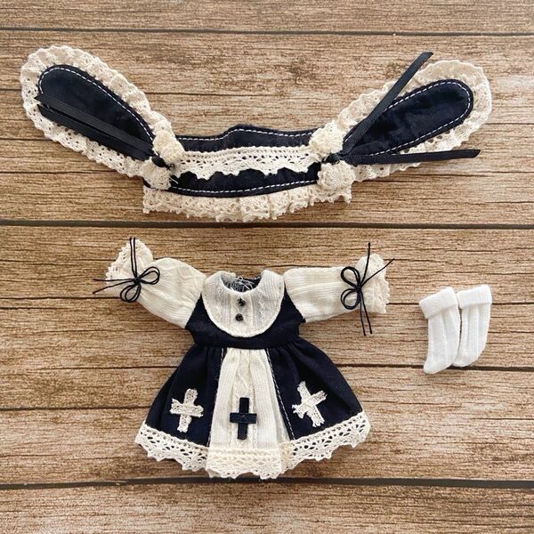JANAYA ハンドメイド オビツ11服 黒色兎の耳ワンピース 3点セット 翌日発送
