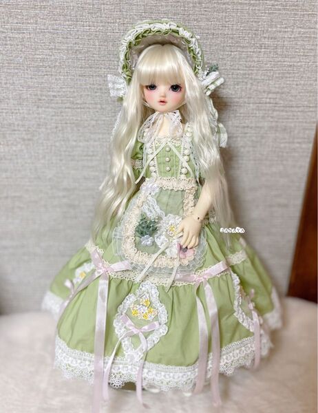 JANAYA ハンドメイド SDM服 1\\4服 緑色ワンピース 4点セット