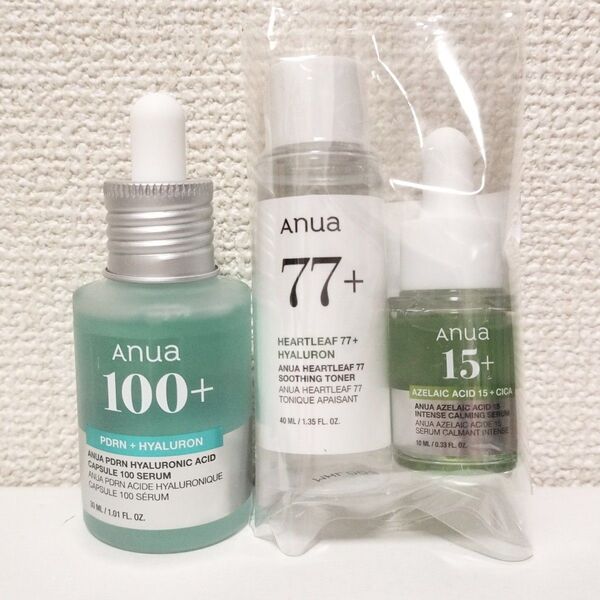 anua PDRNヒアルロン酸カプセル100セラム ハートリーフ77+スージングトナー アゼライン酸15 カーミングセラム 新品有